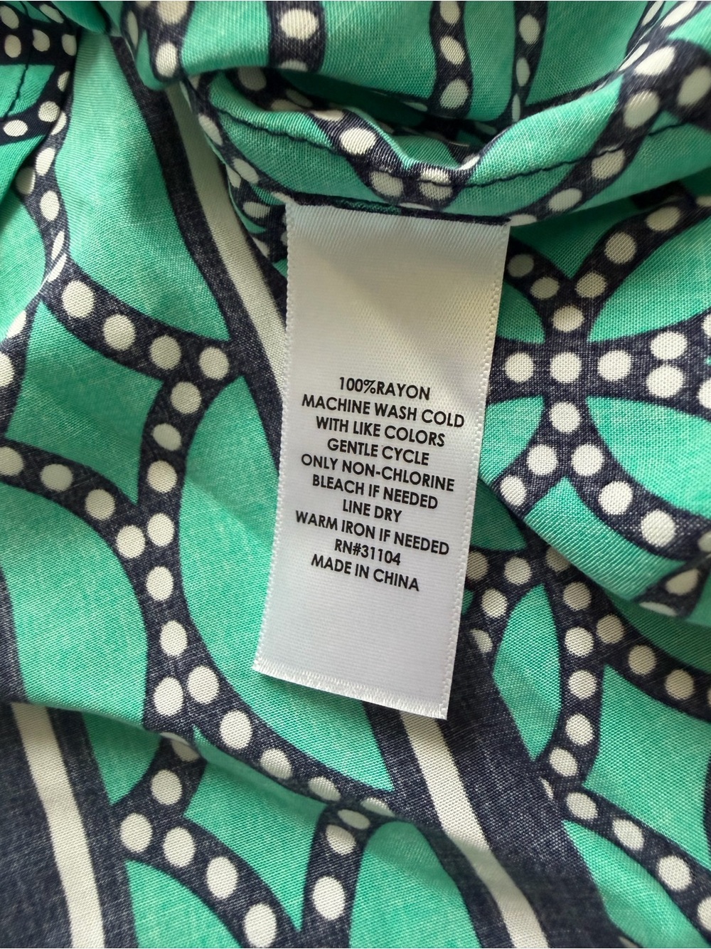 crown & ivy Core Peasant Teal Geometric Split-Front Blouse with Stripe Placket - Picture 8 of 8